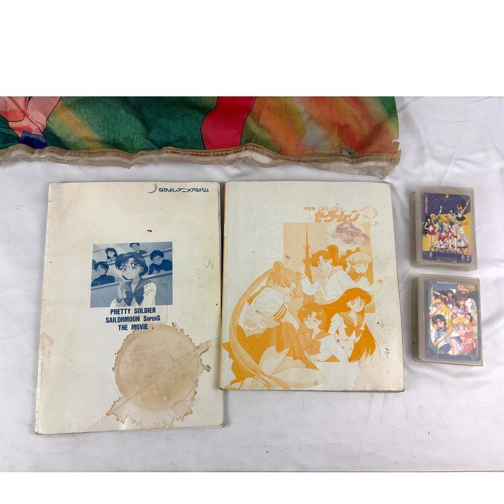 Vintage Lot of 5 Sailor Moon FAN BOOK Playing Cards Flag Japan 1st EDITION 1990s
